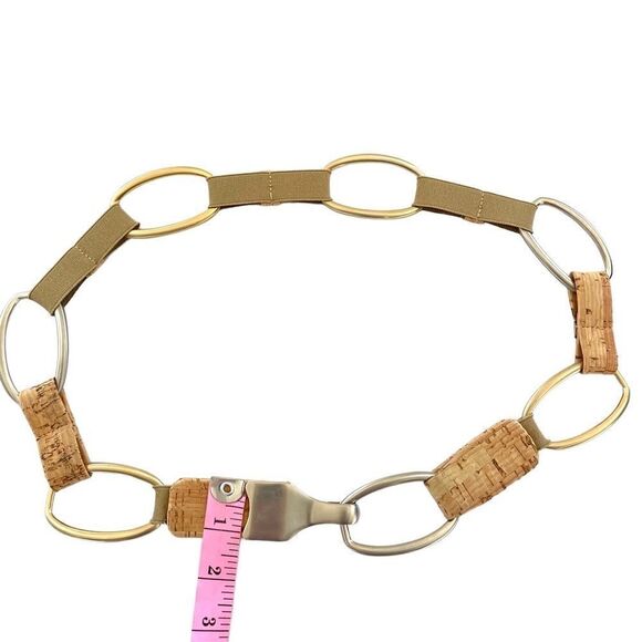 Sandy Duftler Belt Designs Open Hook Gold Tone/Metallic Tone Elastic Cork Sz M - Picture 5 of 9